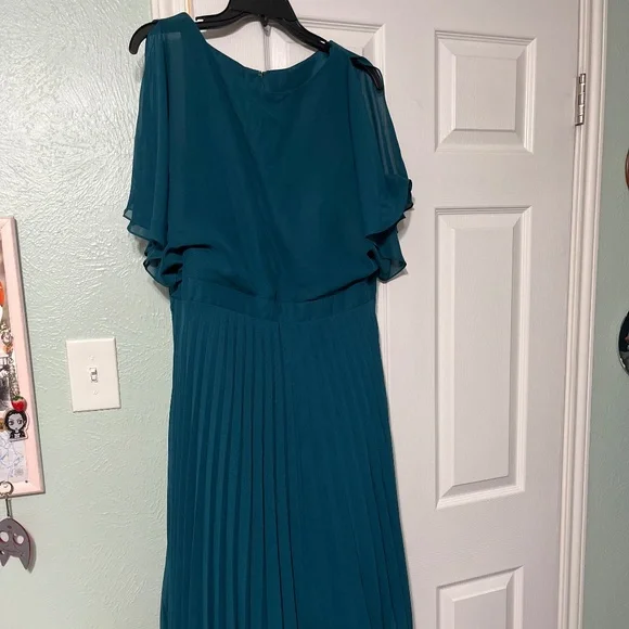 peacock green bridesmaid dresses Chiffon One Shoulder Sleeveless Bridesmaid Dress| Plus Size main image 1